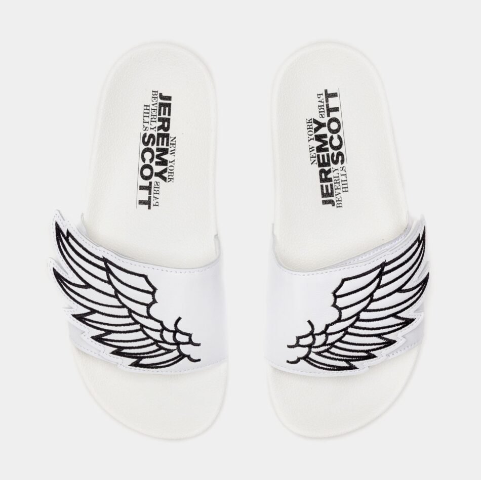 Jeremy Scott Monogram Adilette Wings Slides Mens Sandals (White) - Image 5