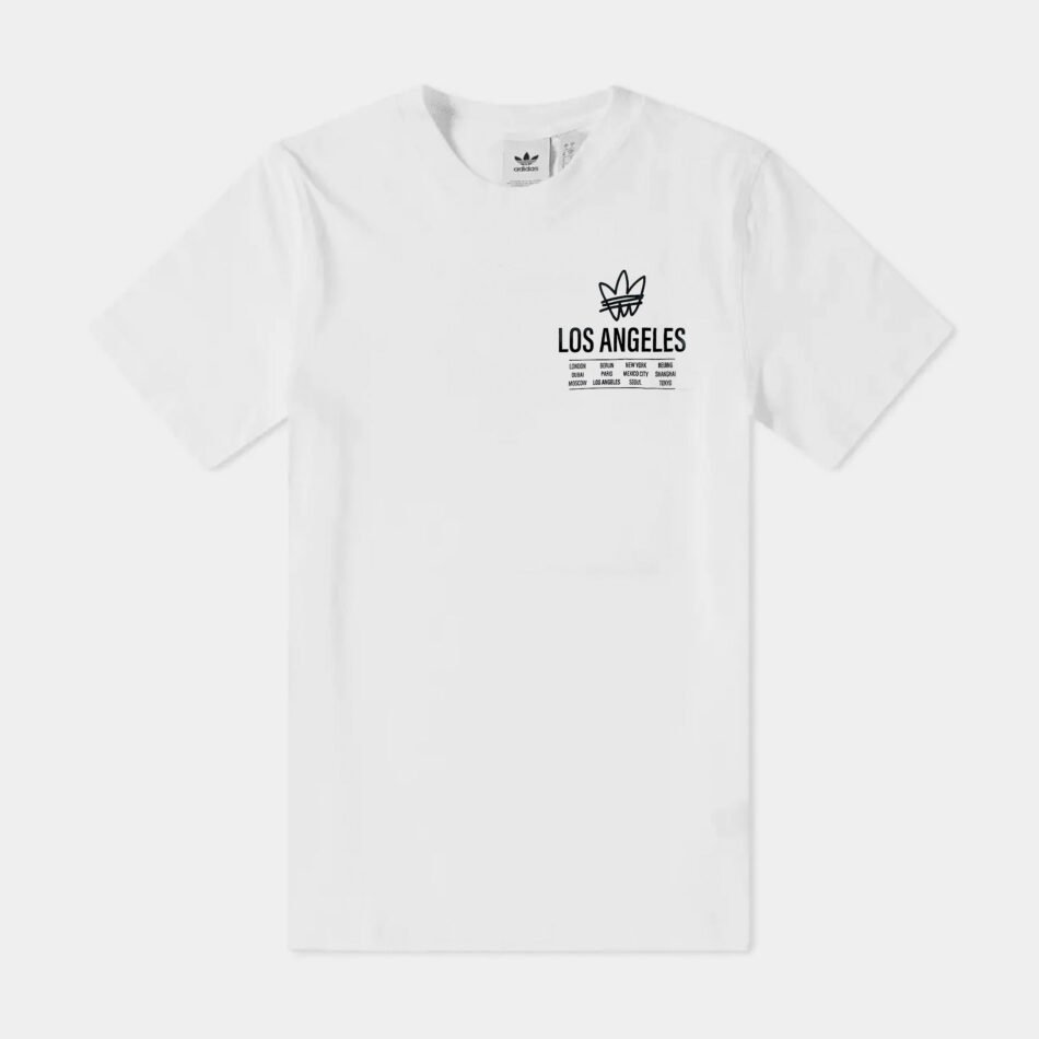 Hand Drawn LA Mens Short Sleeve Shirt (White)
