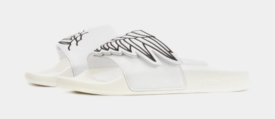 Jeremy Scott Monogram Adilette Wings Slides Mens Sandals (White) - Image 4
